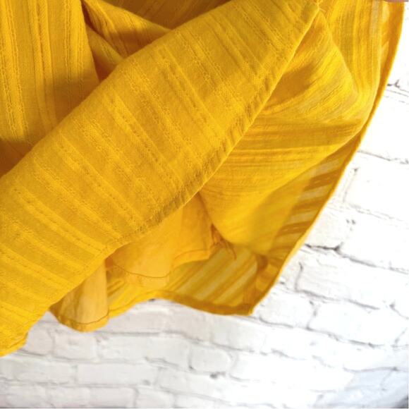 Forever 21+ Wms Yellow Cotton Fit and Flare Dress Smocked Back Crochet Lace - Picture 6 of 8